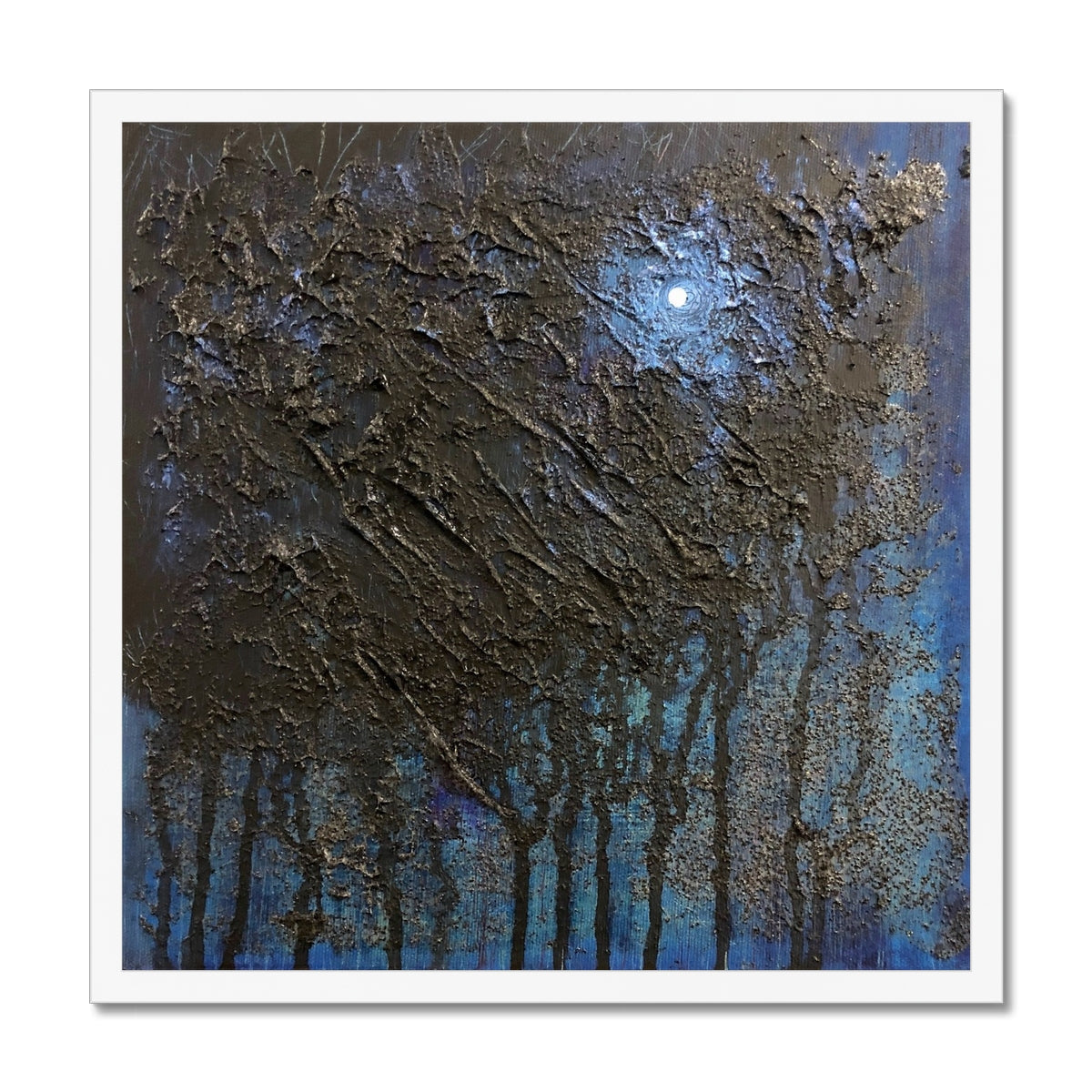 The Blue Moon Wood Abstract Painting | Framed Prints From Scotland