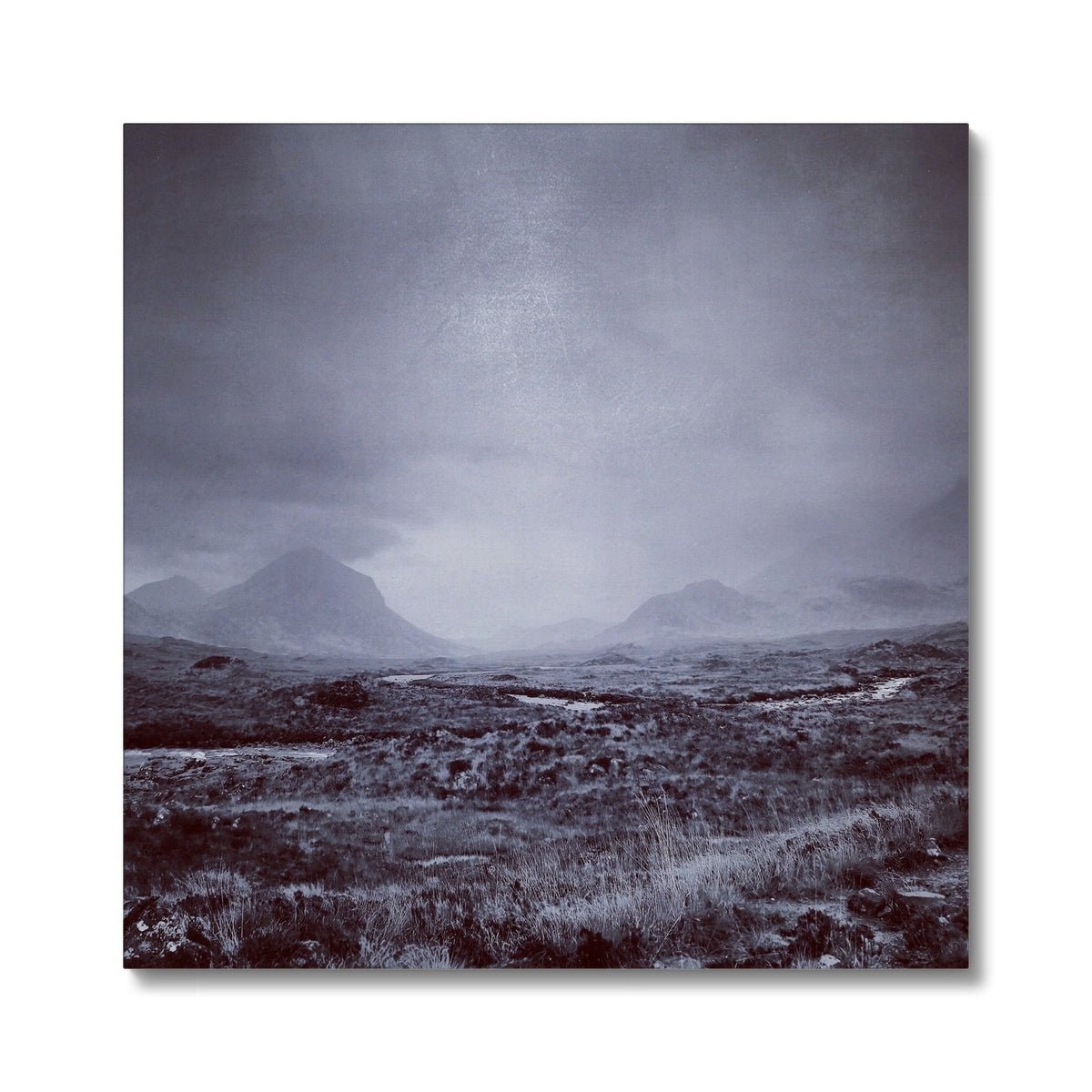 The Brooding Cuillin Skye Painting | Canvas From Scotland-Contemporary Stretched Canvas Prints-Skye Art Gallery-24"x24"-Paintings, Prints, Homeware, Art Gifts From Scotland By Scottish Artist Kevin Hunter
