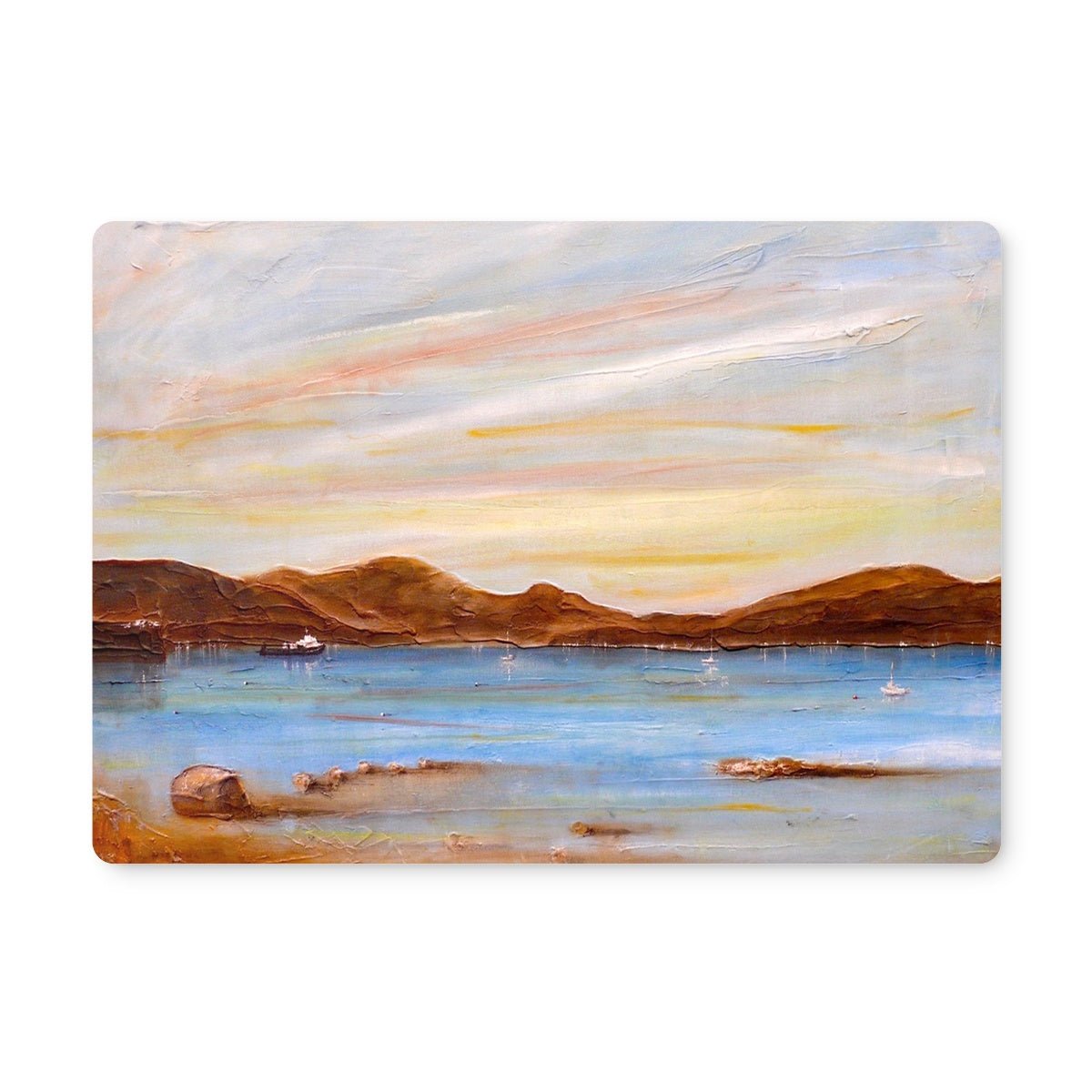 The Last Ferry To Dunoon Art Gifts Placemat-Placemats-River Clyde Art Gallery-2 Placemats-Paintings, Prints, Homeware, Art Gifts From Scotland By Scottish Artist Kevin Hunter
