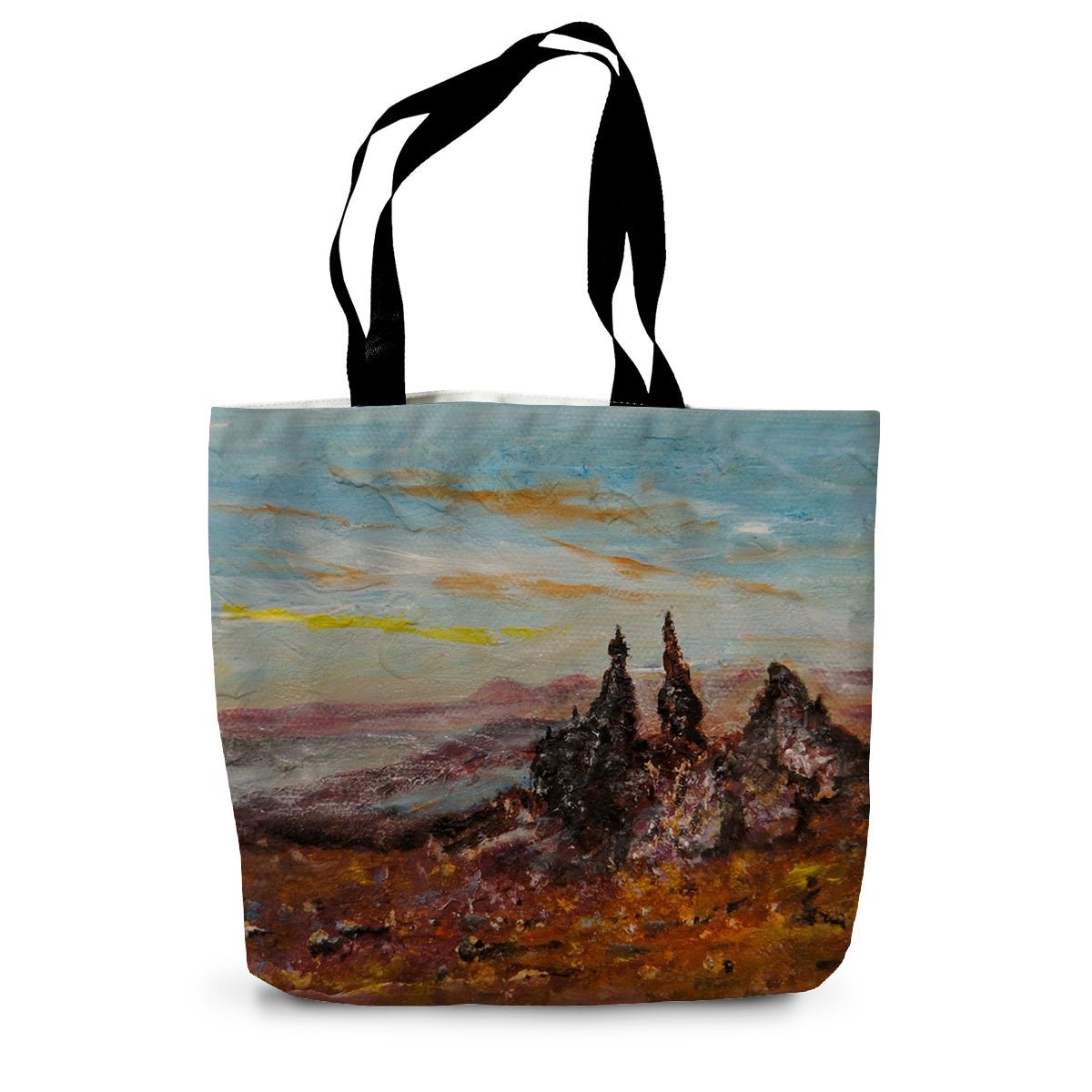 The Old Man Of Storr Skye Art Gifts Canvas Tote Bag-Bags-Skye Art Gallery-14"x18.5"-Paintings, Prints, Homeware, Art Gifts From Scotland By Scottish Artist Kevin Hunter
