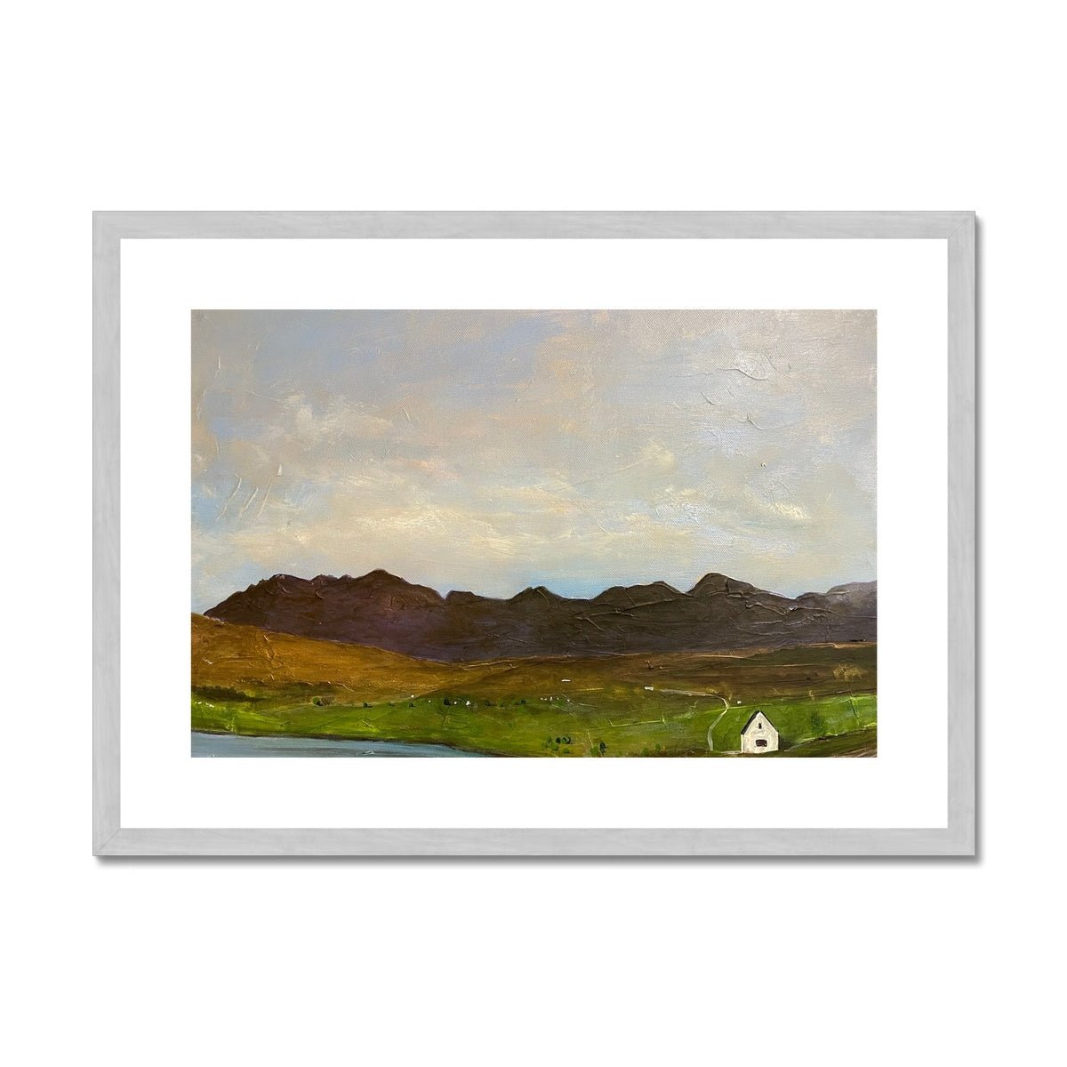 The Road To Carbost Skye Painting | Antique Framed & Mounted Prints From Scotland-Antique Framed & Mounted Prints-Skye Art Gallery-A2 Landscape-Silver Frame-Paintings, Prints, Homeware, Art Gifts From Scotland By Scottish Artist Kevin Hunter