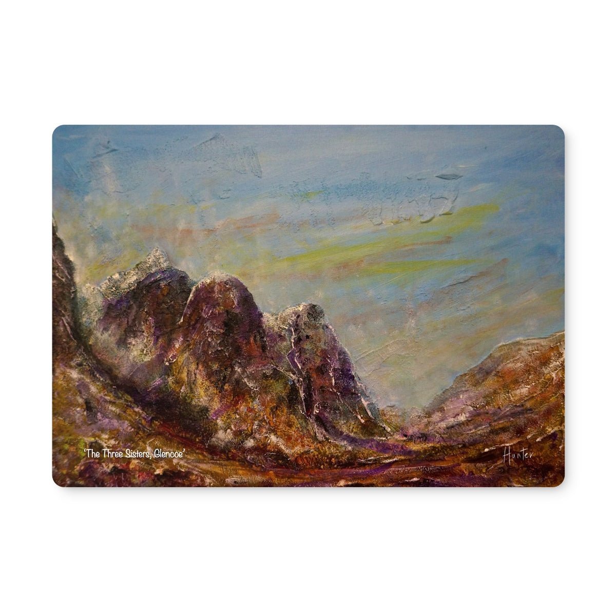 Three Sisters Glencoe Art Gifts Placemat-Placemats-Glencoe Art Gallery-6 Placemats-Paintings, Prints, Homeware, Art Gifts From Scotland By Scottish Artist Kevin Hunter