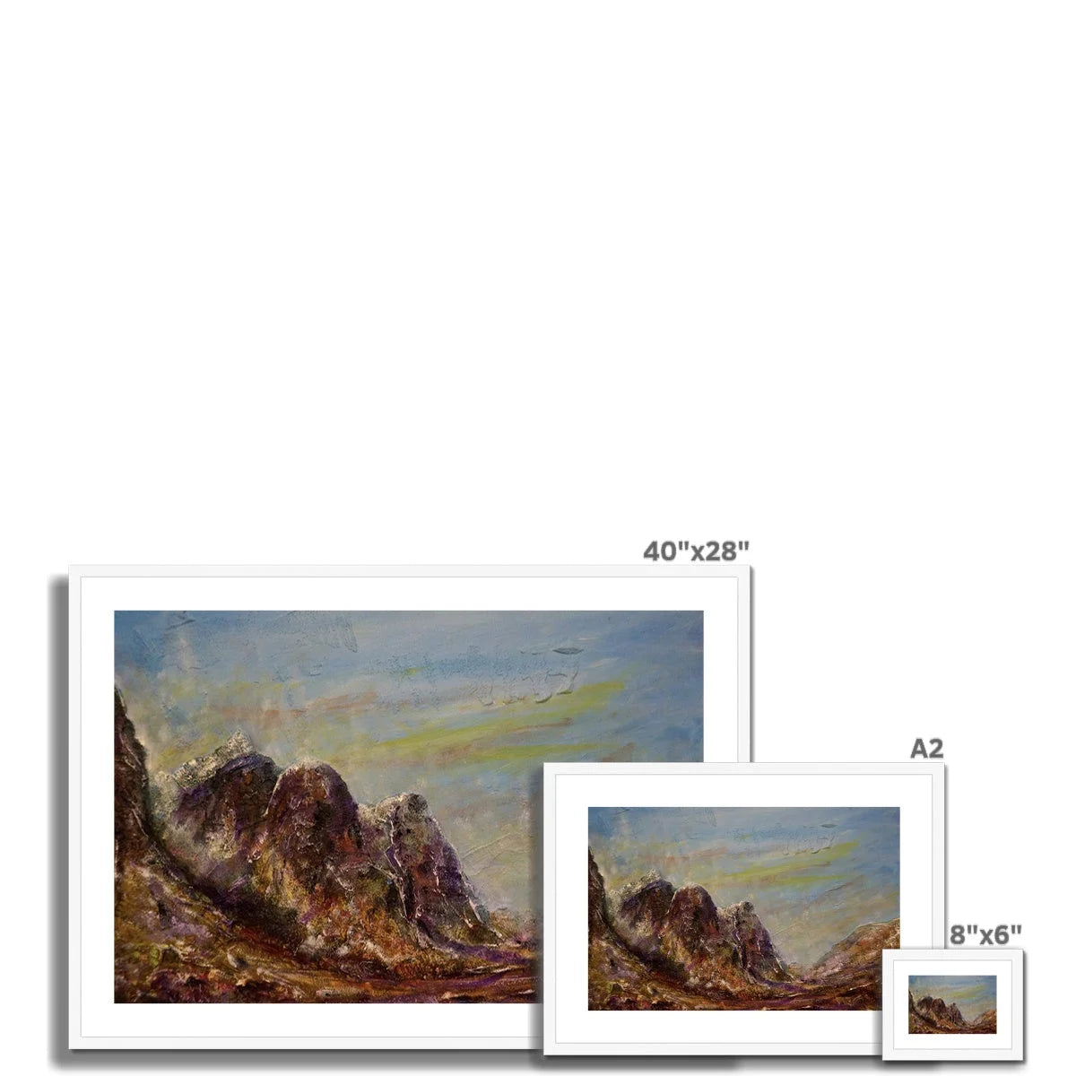 Three Sisters Glencoe Framed & Mounted Print - Art Gallery Scotland Worldwide Shipping Paintings | Prints | Gifts from by Scottish Artist