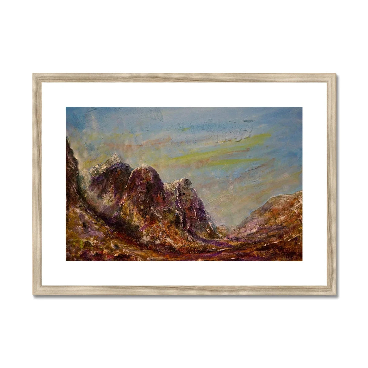 Three Sisters Glencoe Framed & Mounted Print - Art Gallery Scotland Worldwide Shipping Paintings | Prints | Gifts from by Scottish Artist