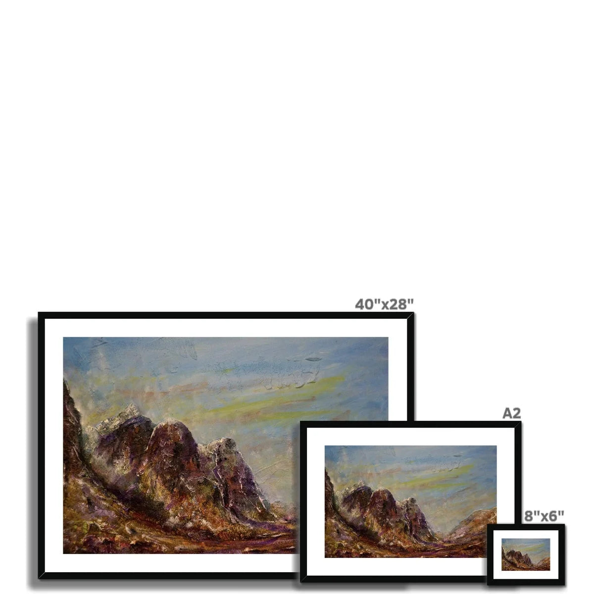 Three Sisters Glencoe Framed & Mounted Print - Art Gallery Scotland Worldwide Shipping Paintings | Prints | Gifts from by Scottish Artist