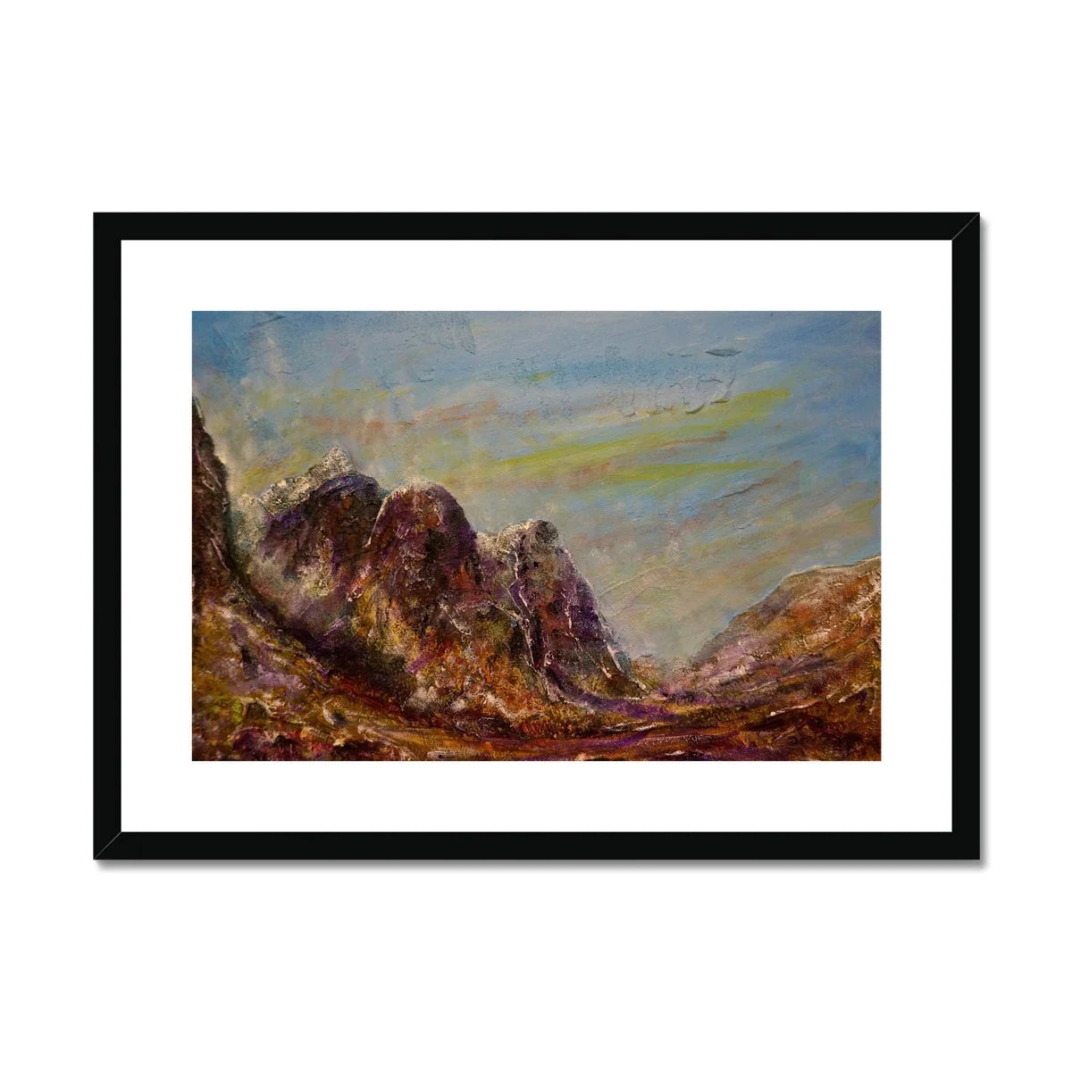 Three Sisters Glencoe Framed & Mounted Print - Art Gallery Scotland Worldwide Shipping Paintings | Prints | Gifts from by Scottish Artist