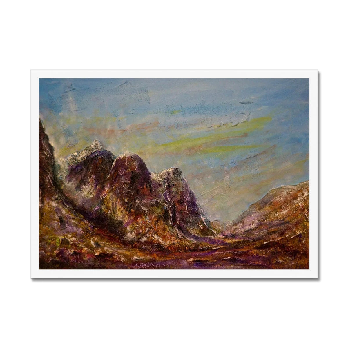 Three Sisters Glencoe Framed Print - Art Gallery Scotland Worldwide Shipping Paintings | Prints | Gifts from by Scottish Artist Hunter