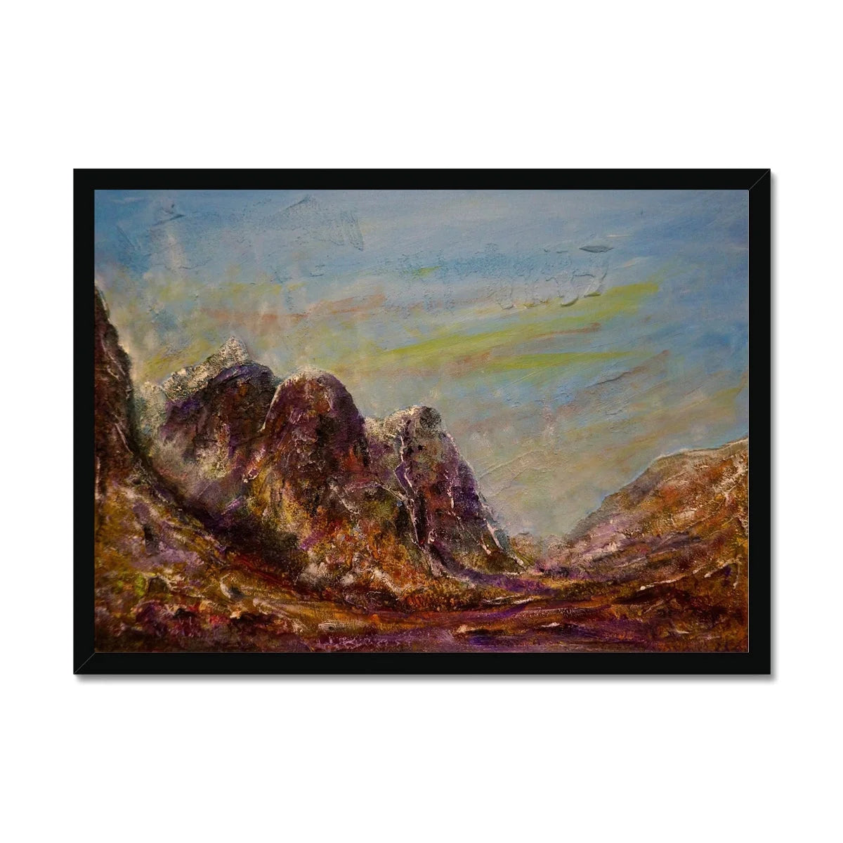 Three Sisters Glencoe Framed Print - Art Gallery Scotland Worldwide Shipping Paintings | Prints | Gifts from by Scottish Artist Hunter