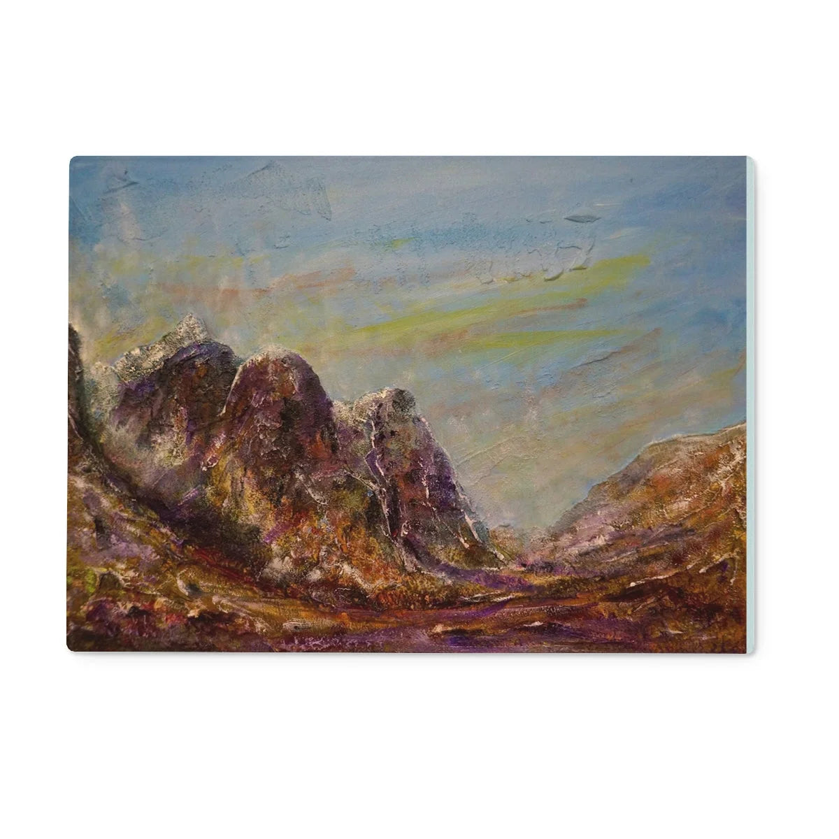 Three Sisters Glencoe Glass Chopping Board - Art Gallery Scotland Worldwide Shipping Paintings | Prints | Gifts