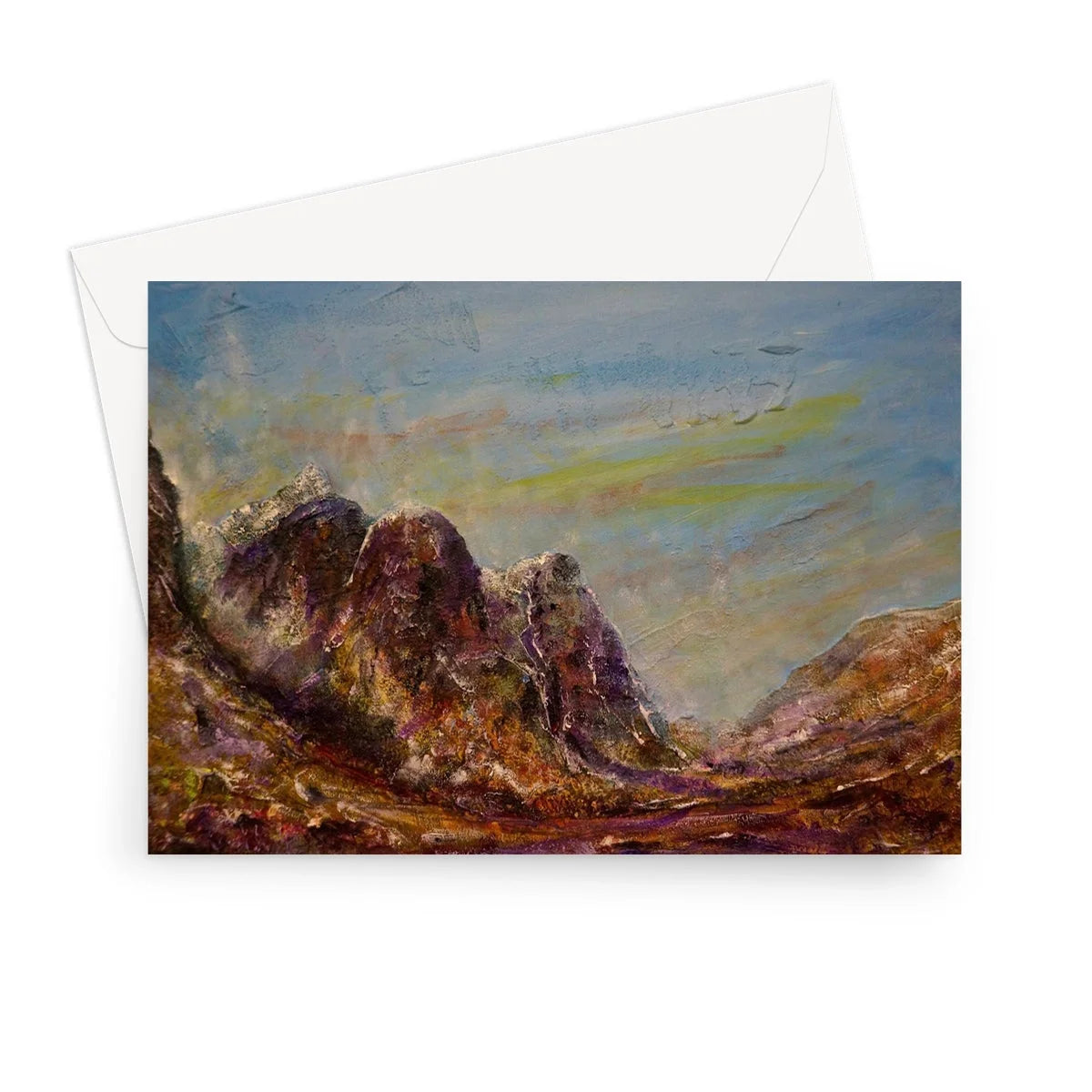 Three Sisters Glencoe Greeting Card - Art Gallery Scotland Worldwide Shipping Paintings | Prints | Gifts