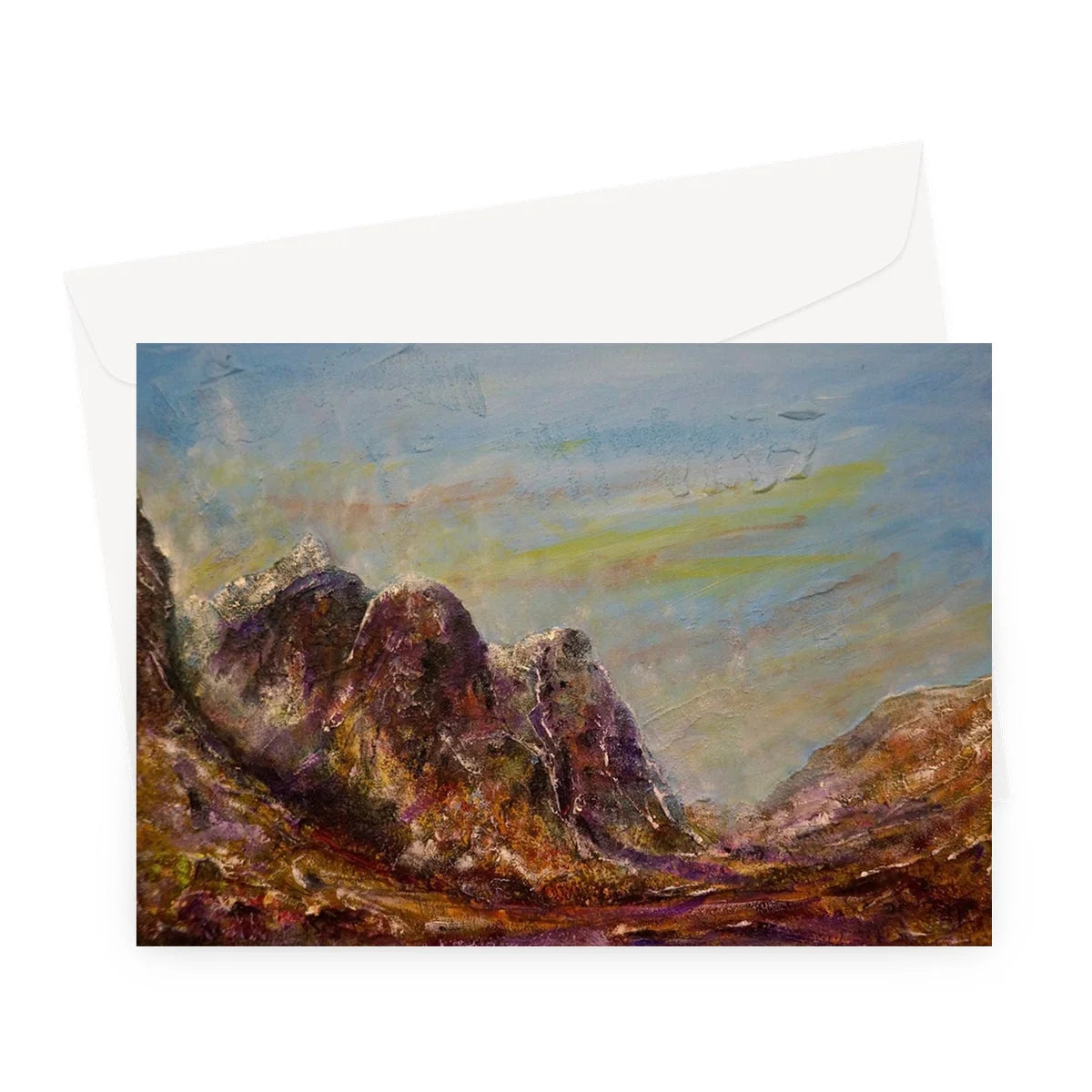 Three Sisters Glencoe Greeting Card - Art Gallery Scotland Worldwide Shipping Paintings | Prints | Gifts