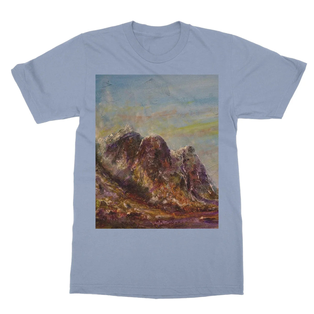 Three Sisters Glencoe Softstyle T-shirt - Art Gallery Scotland Worldwide Shipping Paintings | Prints | Gifts