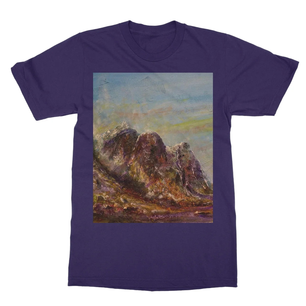 Three Sisters Glencoe Softstyle T-shirt - Art Gallery Scotland Worldwide Shipping Paintings | Prints | Gifts