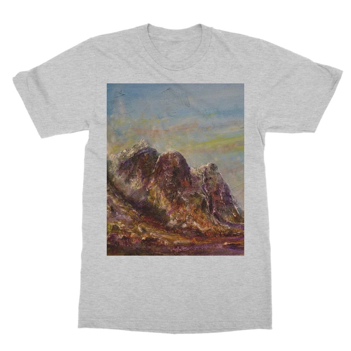Three Sisters Glencoe Softstyle T-shirt - Art Gallery Scotland Worldwide Shipping Paintings | Prints | Gifts