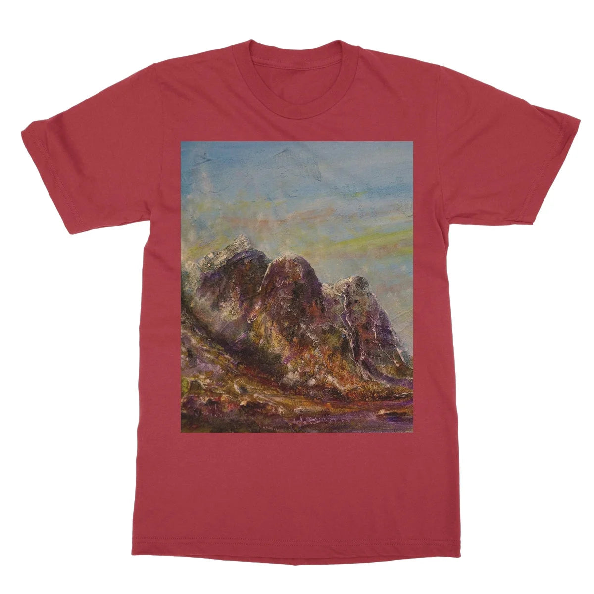 Three Sisters Glencoe Softstyle T-shirt - Art Gallery Scotland Worldwide Shipping Paintings | Prints | Gifts