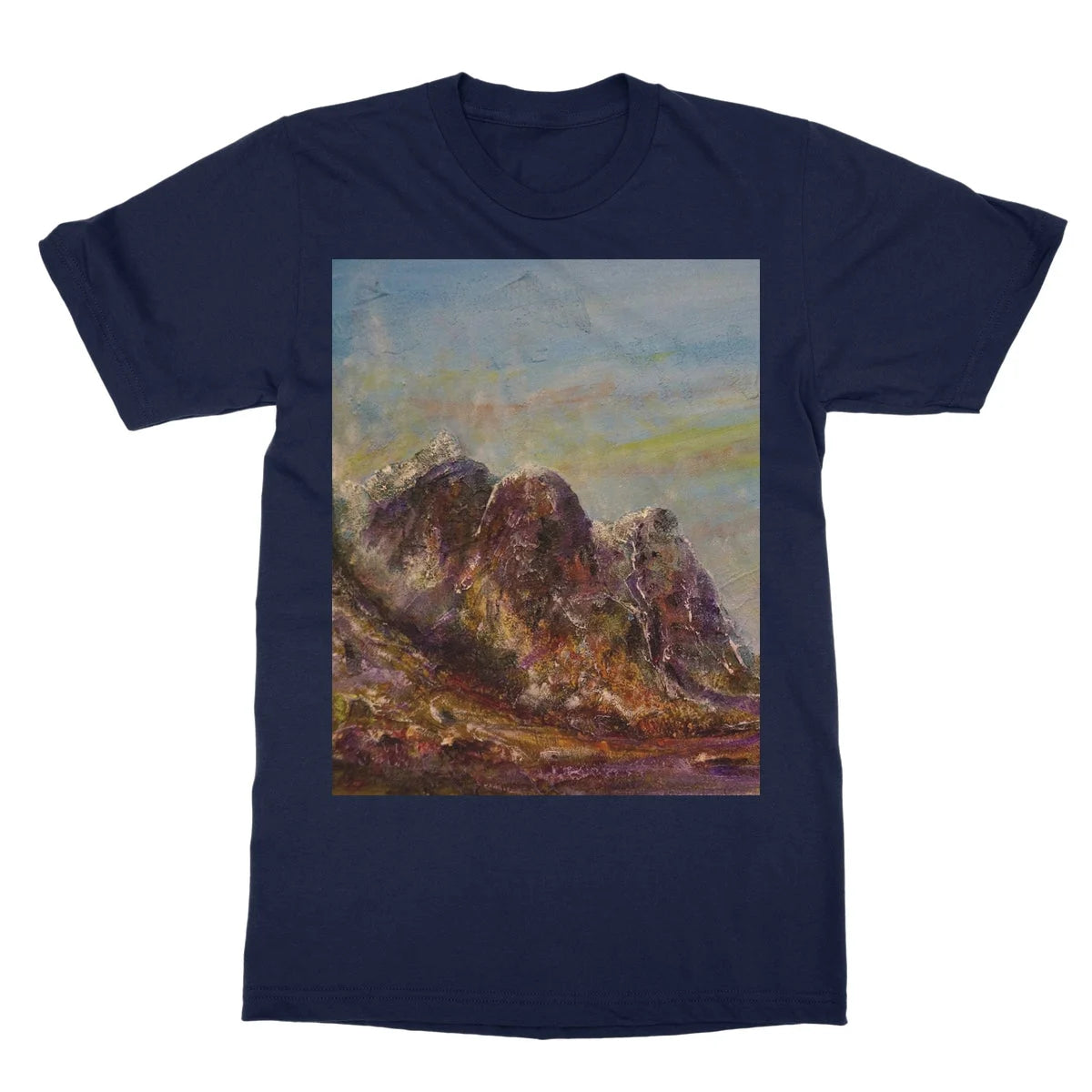 Three Sisters Glencoe Softstyle T-shirt - Art Gallery Scotland Worldwide Shipping Paintings | Prints | Gifts