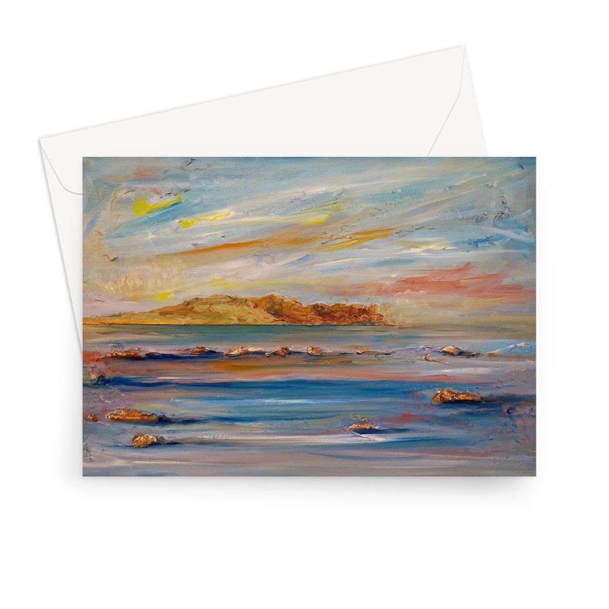 Tiree Dawn Art Gifts Greeting Card-Greetings Cards-Hebridean Islands Art Gallery-7"x5"-1 Card-Paintings, Prints, Homeware, Art Gifts From Scotland By Scottish Artist Kevin Hunter