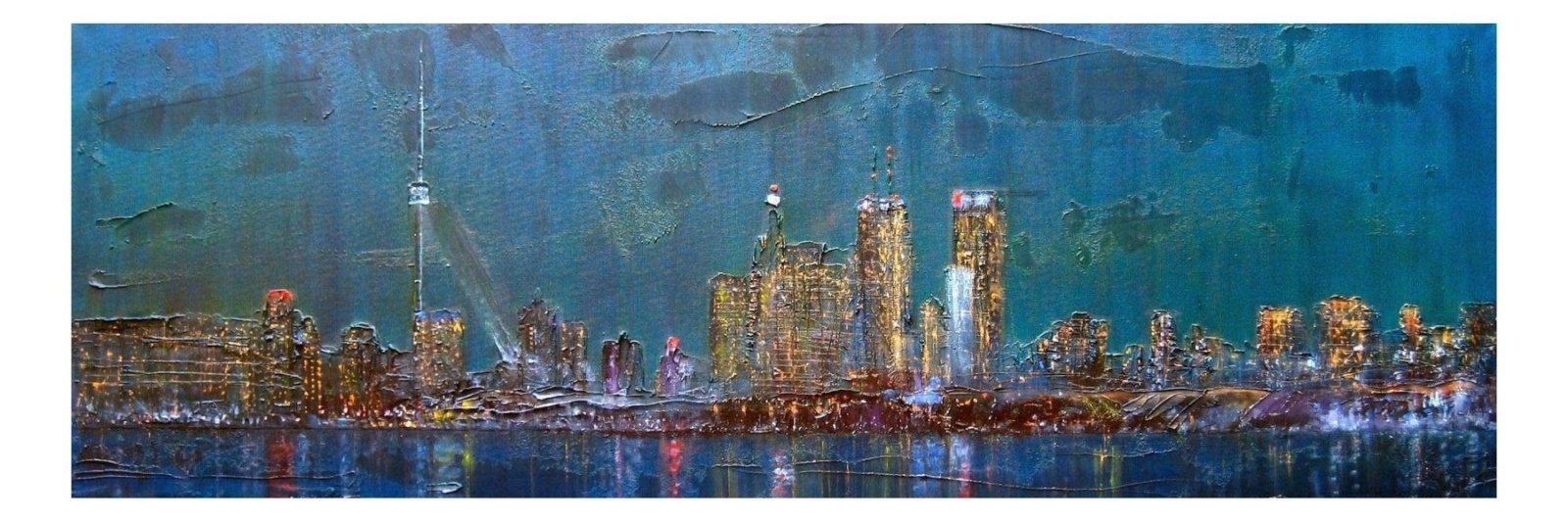 Toronto Nights-Panoramic Prints-World Art Gallery-Paintings, Prints, Homeware, Art Gifts From Scotland By Scottish Artist Kevin Hunter