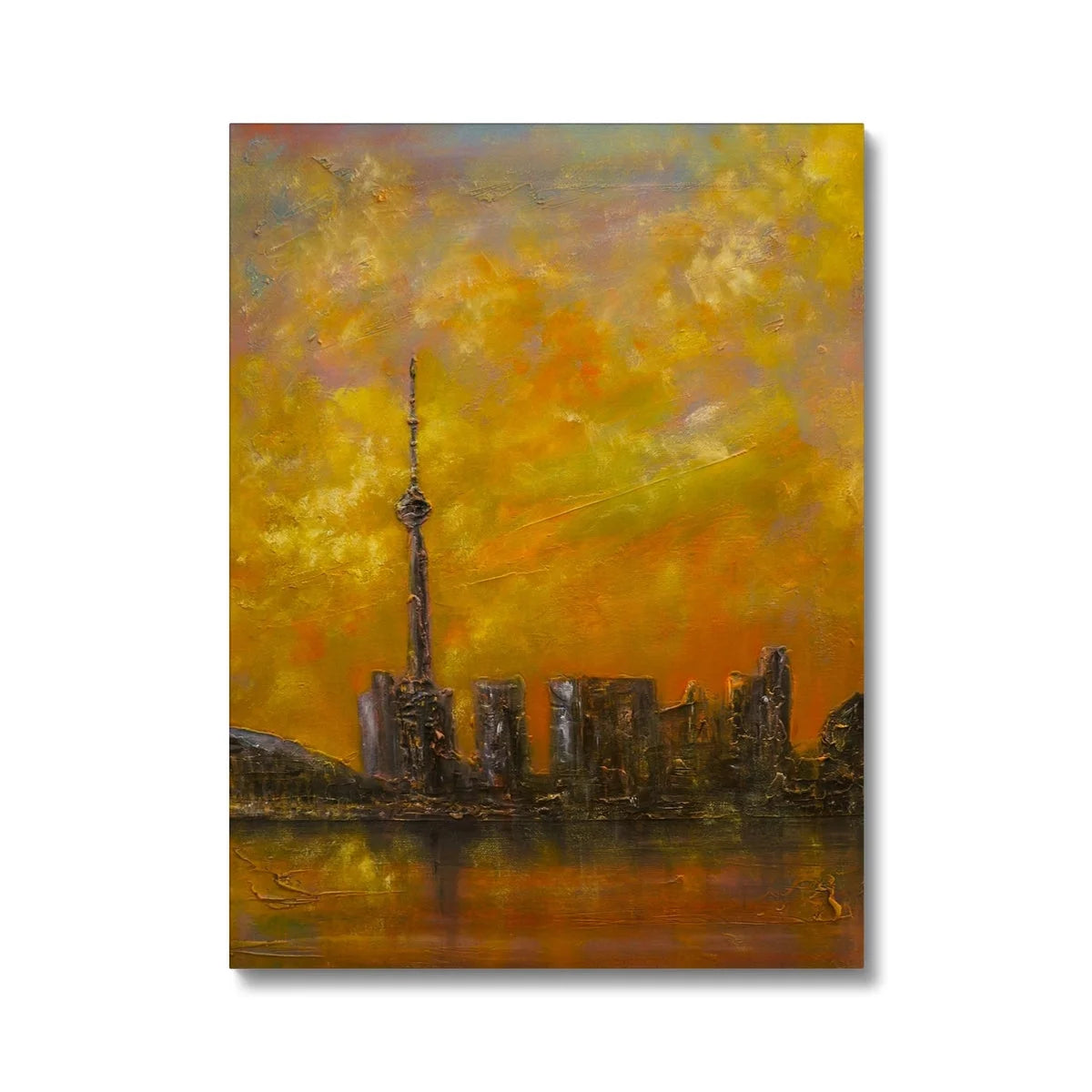 Toronto Summer Dusk Original Cityscape Painting on Canvas - World Art Gallery Scotland Worldwide Shipping Hunter Scottish Prints