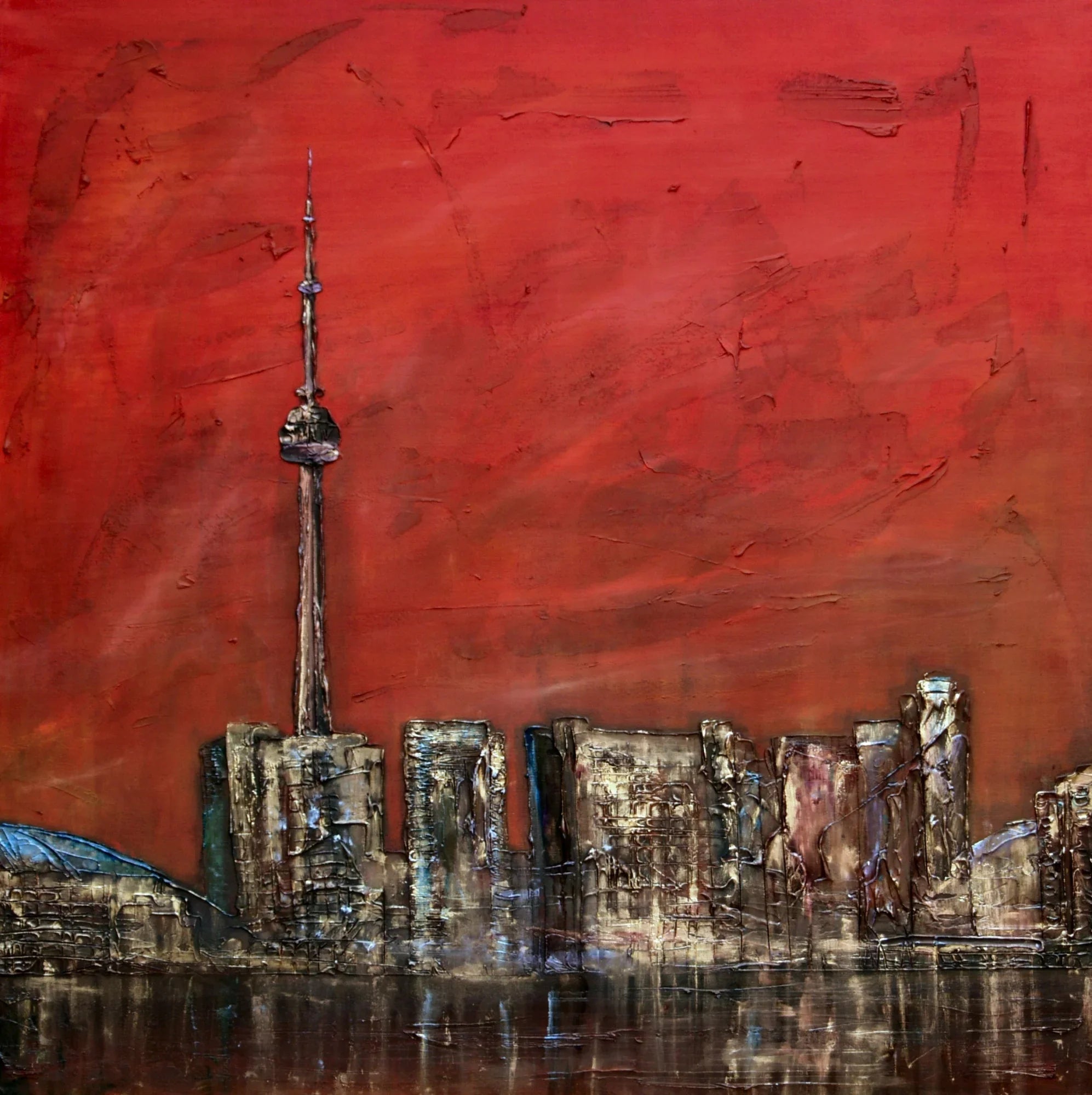 Toronto Sunset | Statement Interior Wall Art from Scotland - World Gallery Worldwide Shipping Textured Painting Toronto Hunter Scottish
