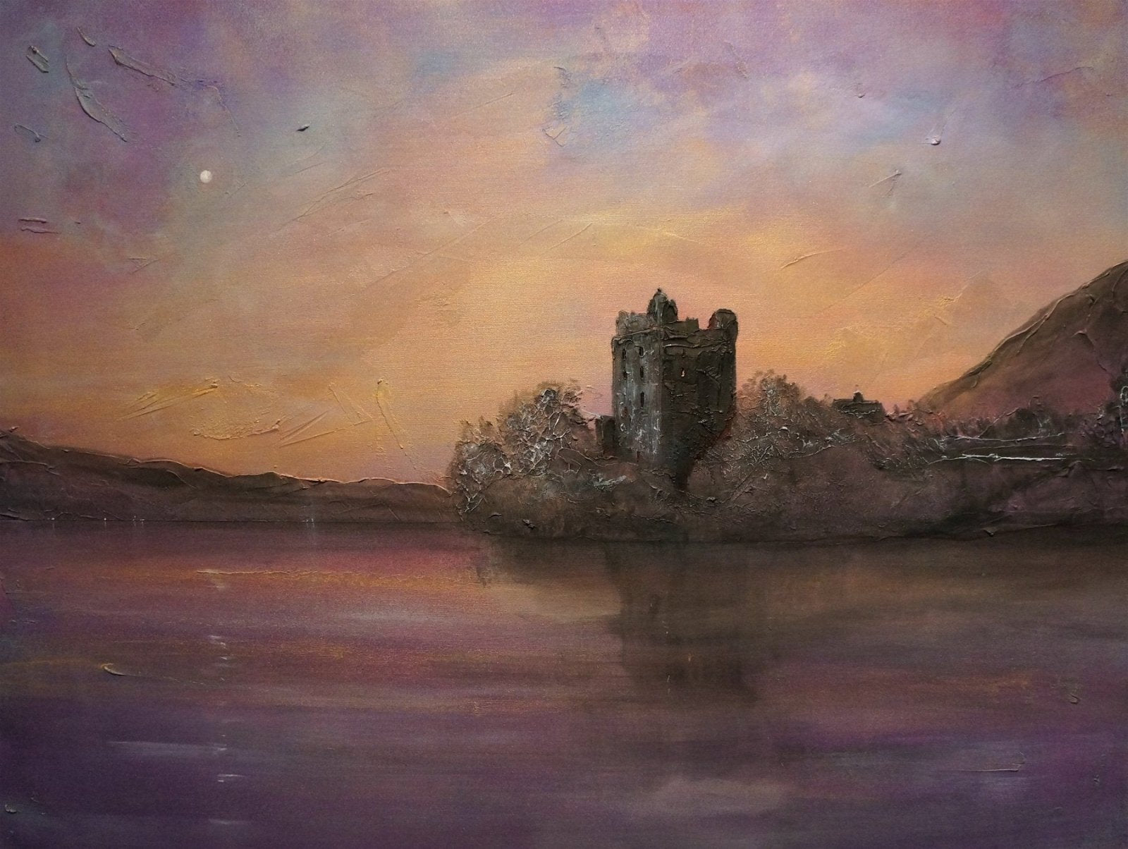 Urquhart Castle Moonlight Painting Fine Art Prints