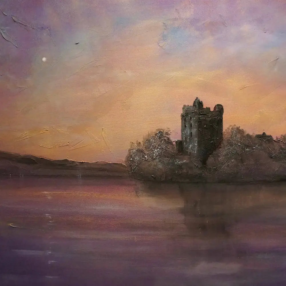 Urquhart Castle Moonlight Wooden Art Block - Scottish - Historic & Iconic Gallery Scotland
