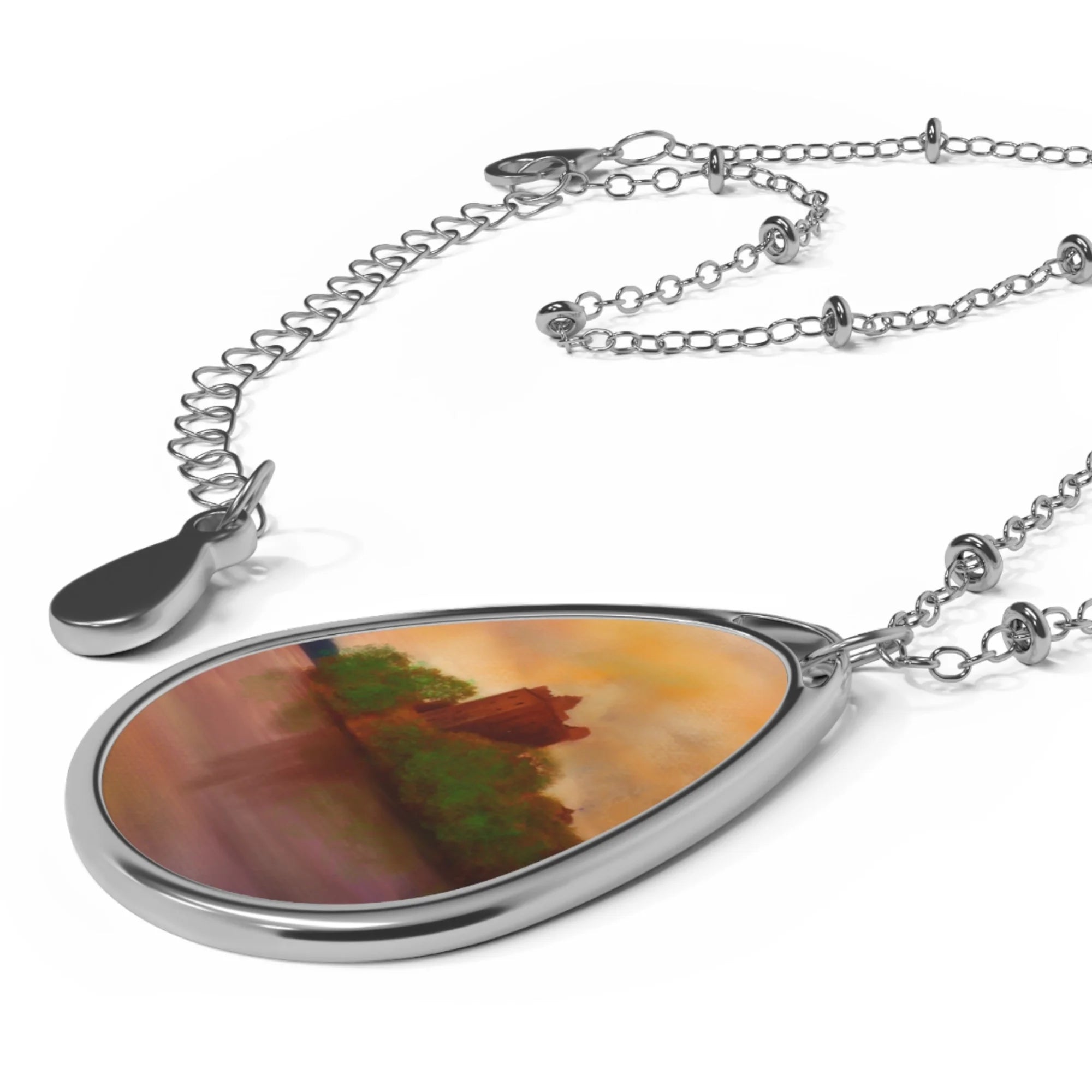Urquhart Castle | Scottish Jewellery | Necklace - Historic & Iconic Art Gallery Scotland Worldwide Shipping Silver-toned Teardrop Pendant