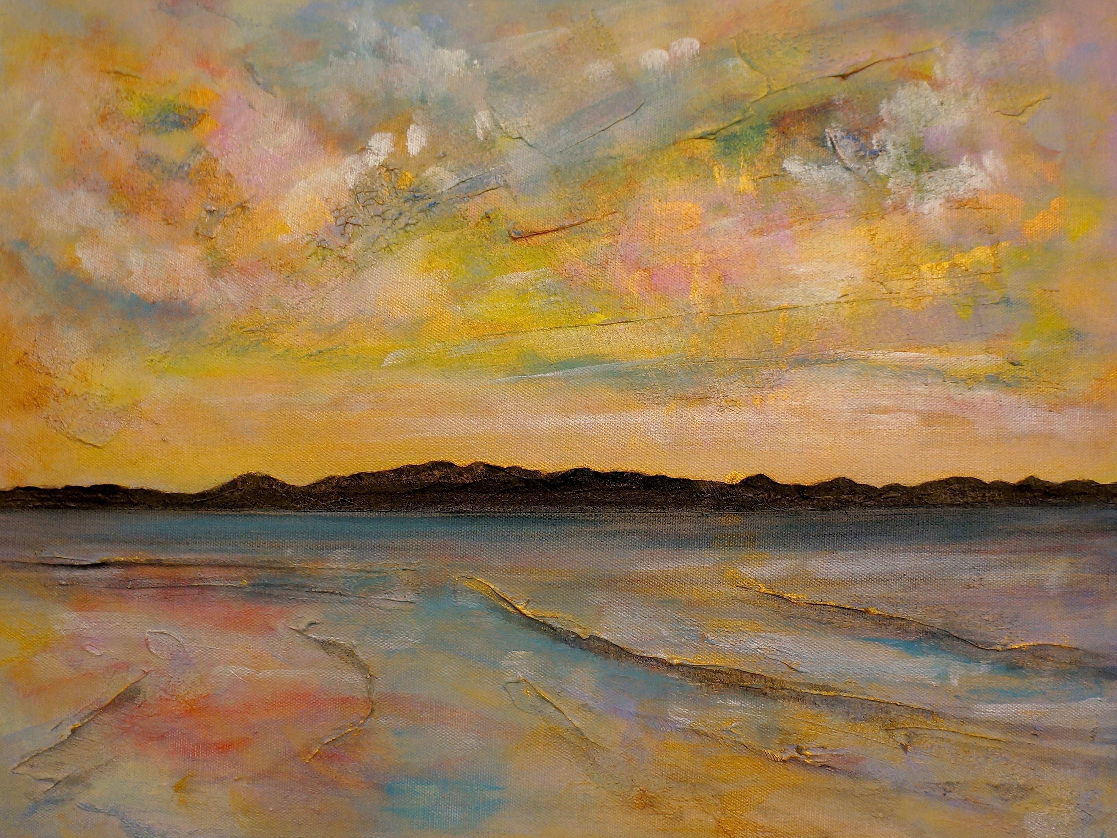 Impressionistic seascape painting from Vallay Island North, North Uist art print
