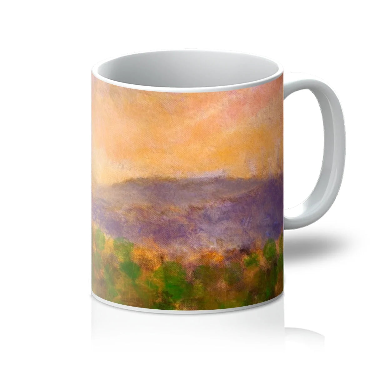 Wallace Monument Dusk Mug - Historic & Iconic Art Gallery Scotland Worldwide Shipping White Ceramic Mug Scottish Castles Paintings and Fine