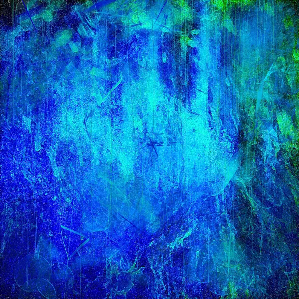 Abstract blue and green waterfall art print for Scotland, perfect as waterfall art prints